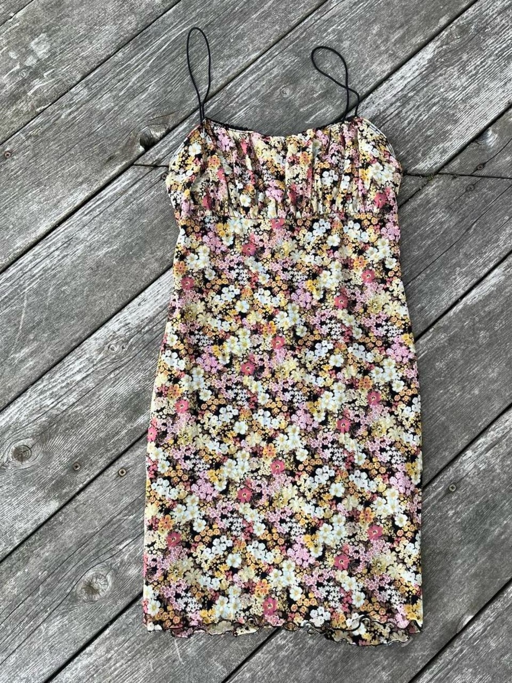Forever 21 floral print sheer overlay bodycon mini dress